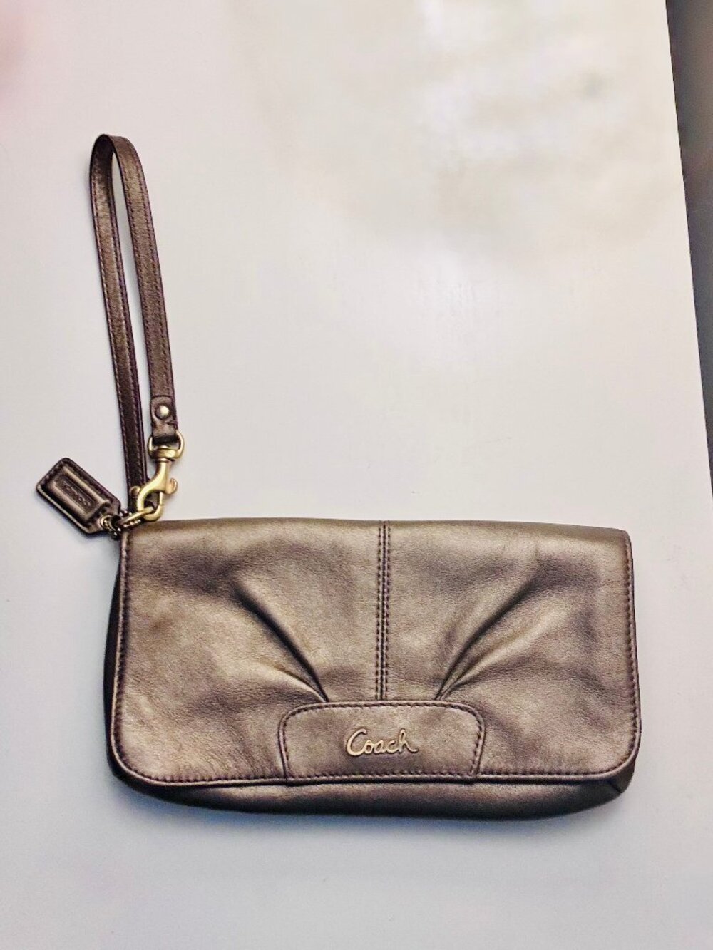 Vintage Coach Metallic Gold Leather Wristlet & Clutch